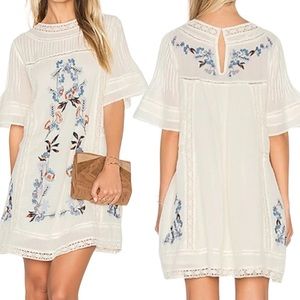 Free People Floral Embroidered Shift Dress